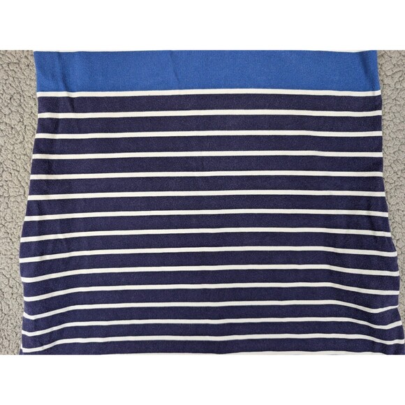 Lands End Shirt Dress M Blue Striped Short Roll Tab Sleeve Stretch Pockets! - Picture 8 of 13